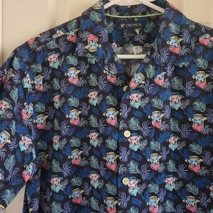 Cremieux TCHOK Collection Short Sleeve Cotton Shirt Mens Large Dog Allover Print